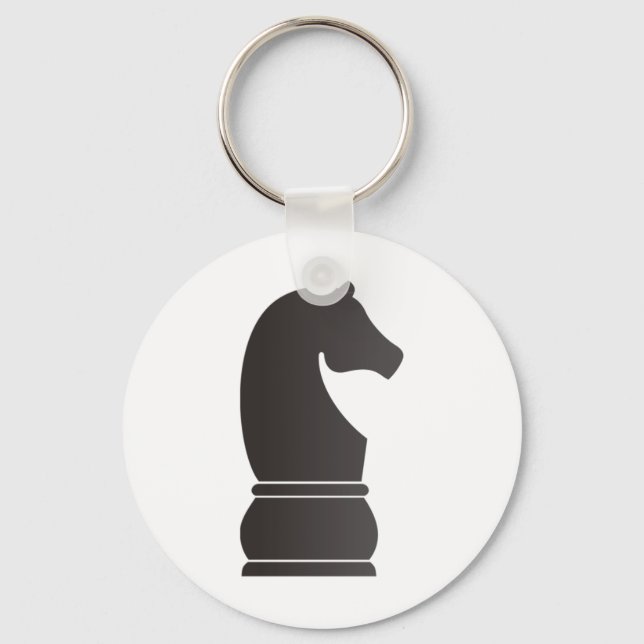 Black knight chess piece keychain (Front)