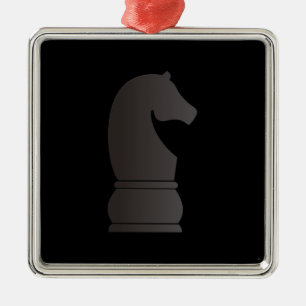 Black knight chess piece metal ornament