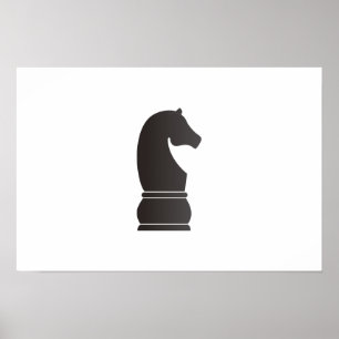 Black knight chess piece poster