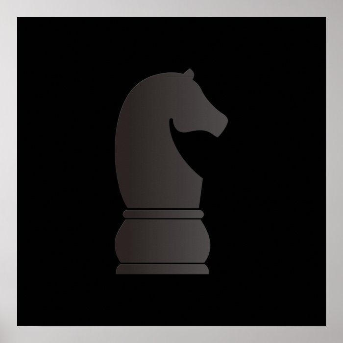 Black knight chess piece posters