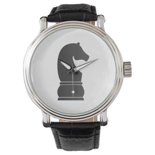 Black knight chess piece watch