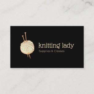 Black Knitting Crochet Yarn Ball Logo Business Card