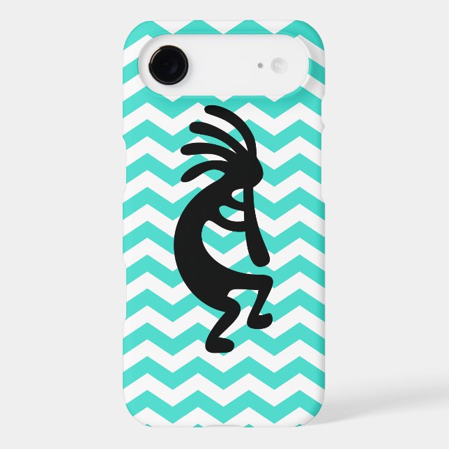 Black Kokopelli Turquoise Zigzag Case-Mate iPhone Case (Back)