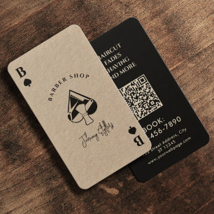 Black kraft Ace of spades barber shop Business Card