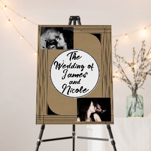 Black Kraft Minimal Modern Lines Wedding Foam Board