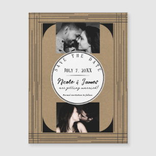 Black Kraft Minimal Modern Lines Wedding Save Date