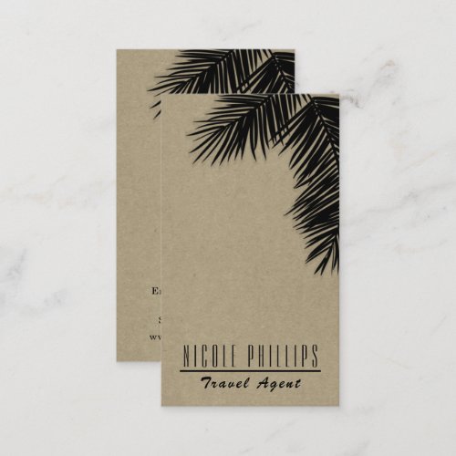 Black  Kraft Tropical Palm Tree Leaf Elegant  Business Card
