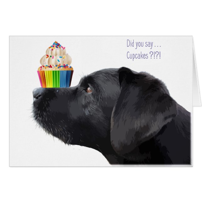 Black Lab All Occasion Card - Cupcake Cards (Front Horizontal)