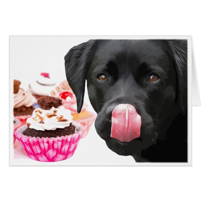 Black Lab All Occasion Card - Cupcake Cards (Front Horizontal)