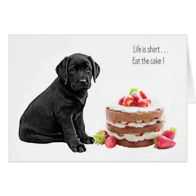 Black Lab All Occasion Card - Dog Cake Birthday (Front Horizontal)