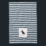 Black Lab American Flag Personalized Family Name  Kitchen Towel<br><div class="desc">Black Labrador Retriever Silhouette with Red White Blue American Flag in mouth,  Family Name below. Easy to personalize text,  text color.  Fun Family Home Decor. Make great family gifts too. A sweet keepsake! Mix and Match all our Patriotic / Pet Collections by TMCdesigns.</div>