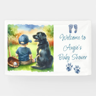 Black Lab and Baby Boy Baseball Themed Baby Shower Banner