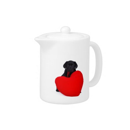 Black Lab And Heart Teapot