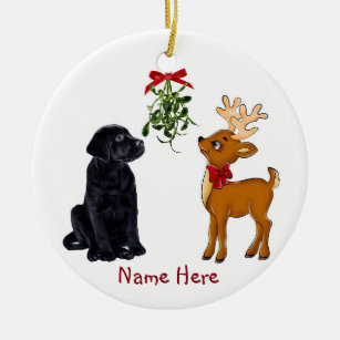 Black Lab And Reindeer Christmas Ornament Black Lab And Reindeer Christmas Ornament