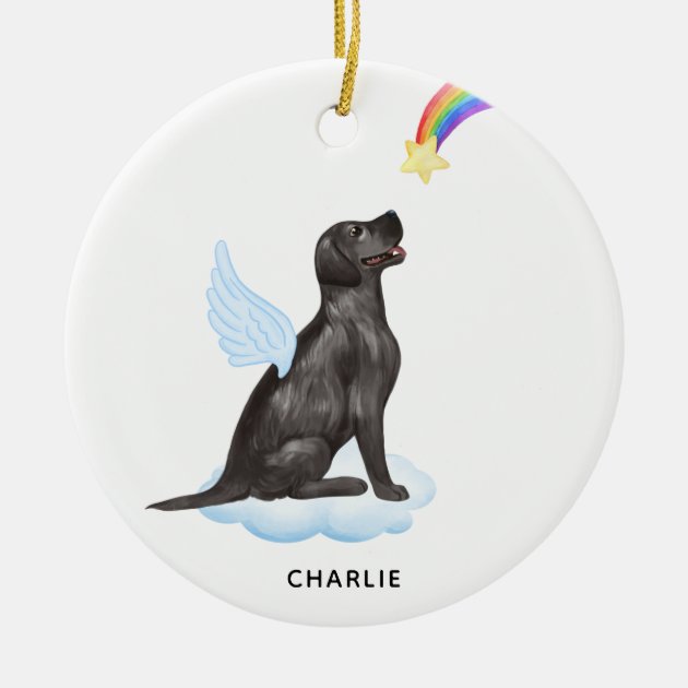 Black Lab Angel Personalized Pet Dog Memorial Ceramic Ornament