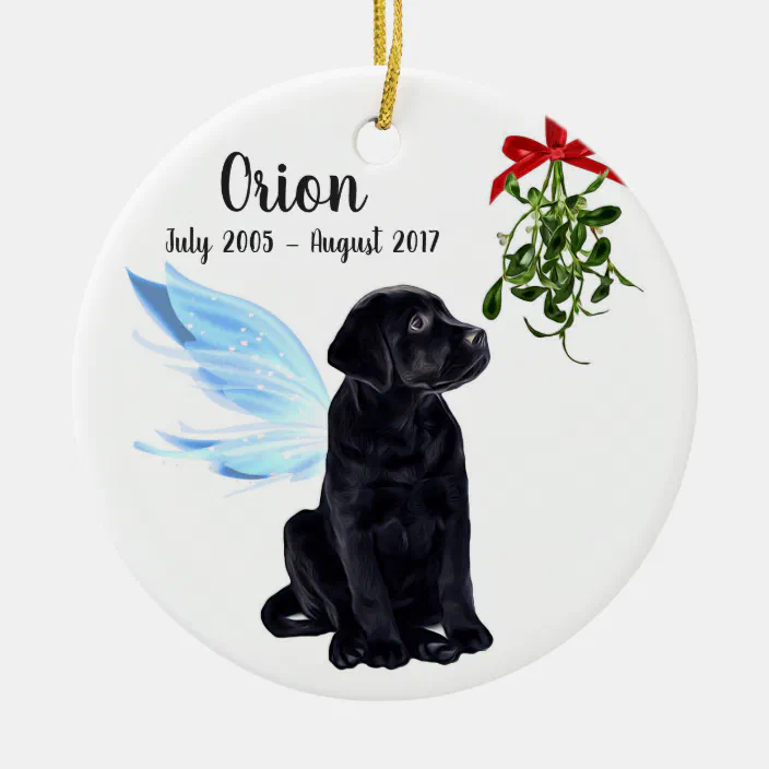 Black Lab Angel Ornament Labrador Retriever Dog Memorial Christmas Ornament