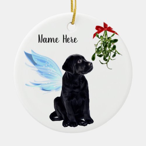 Black Lab Angel Pet Dog Christmas Memorial Ceramic Ornament