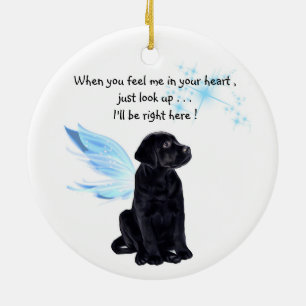 Black Lab Angel Pet Dog Christmas Memorial Ceramic Ornament