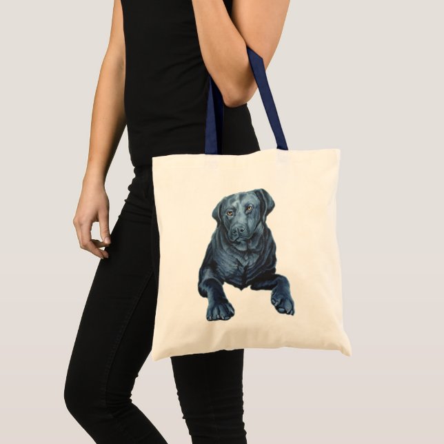 Black Lab Bags Blue Dog Art Tote Bags (Front (Product))