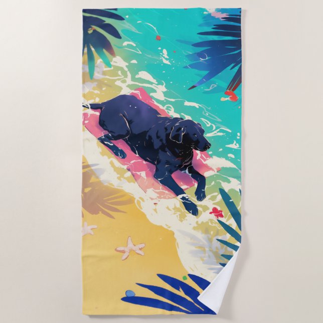 Black Lab Beach Days Towel (Front)