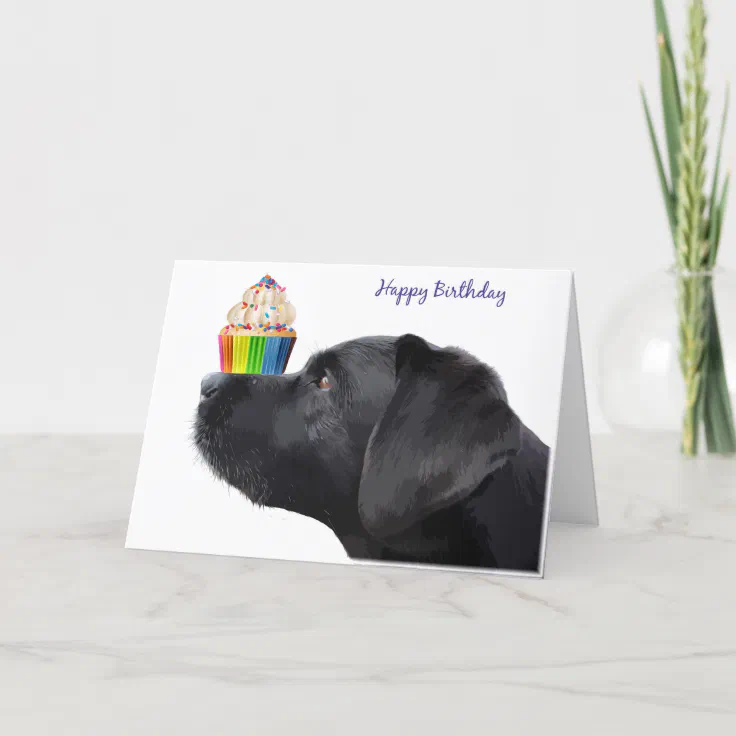 black dog birthday card