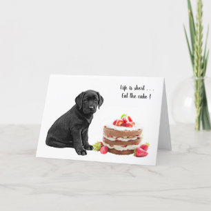 Black Lab Birthday Card - Dog Cake Birthday