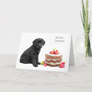 Black Lab Birthday Card - Dog Cake Birthday