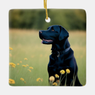 Black Lab Ceramic Ornament