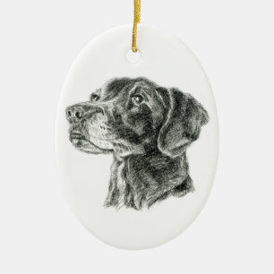 Black Lab Ceramic Ornament