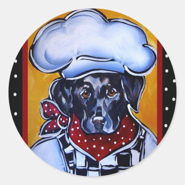 Black Lab Chef Classic Round Sticker (Front)