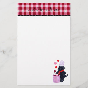 Black Lab Chef Recipe Stationary Gingham