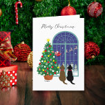 Black Lab, Chocolate Lab Magical Night Christmas  Holiday Card