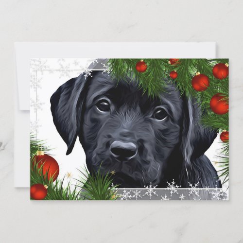 Black Lab Christmas Card _ Cute Dog Puppy Labrador