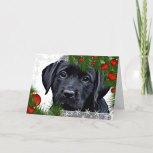 Black Lab Christmas Card- Cute Dog Puppy Labrador Holiday Card