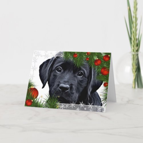 Black Lab Christmas Card_ Cute Dog Puppy Labrador Holiday Card