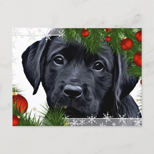 Black Lab Christmas Card_ Cute Dog Puppy Labrador Holiday Postcard