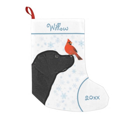 Black Lab Christmas Cardinal _ Cute Dog Labrador Small Christmas Stocking