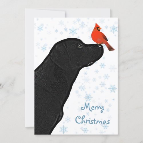 Black Lab Christmas Cardinal _ Cute Labrador Dog Invitation