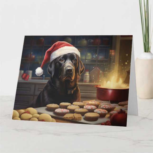 Black Lab Christmas Cookies Festive Holiday Card (Front)
