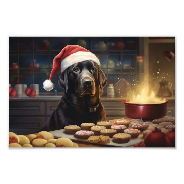 Black Lab Christmas Cookies Festive Holiday Photo Print (Front)