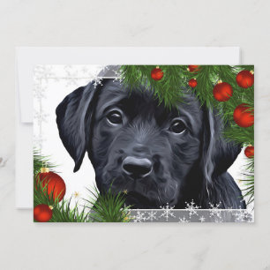 Black Lab Christmas - Cute Dog Puppy Labrador Invitation