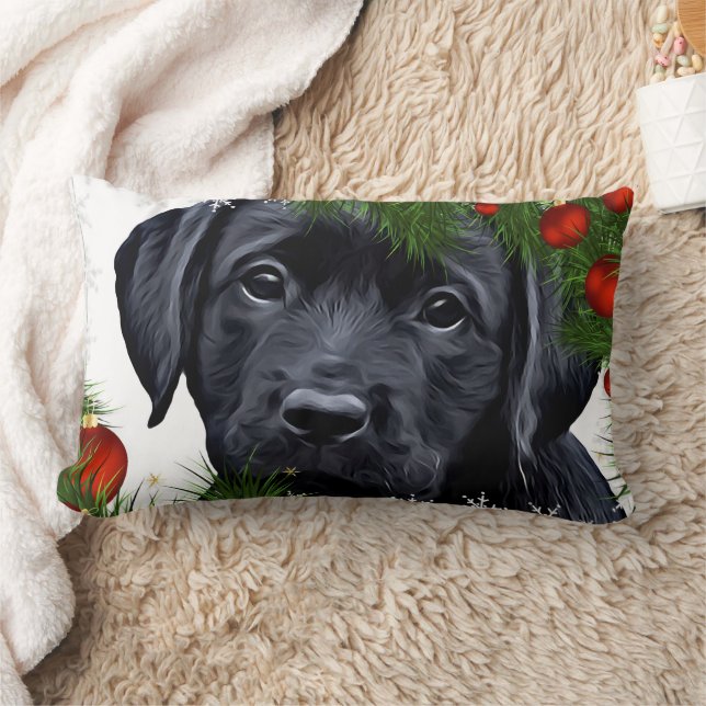 Black lab christmas shops pillow