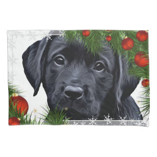 Black Lab Christmas - Cute Dog Puppy Labrador Pillow Case