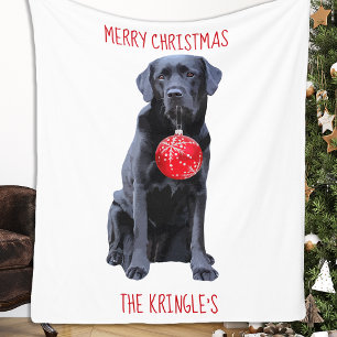 Black Lab Christmas Dog Labrador Fleece Blanket