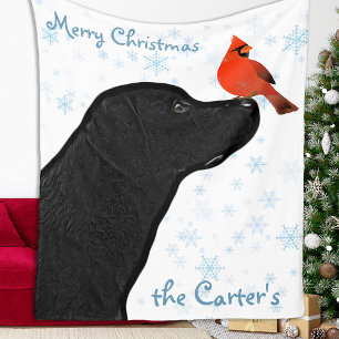 Black Lab Christmas Dog Labrador Fleece Blanket