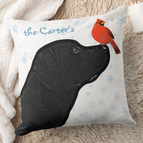 Black Lab Christmas Dog Labrador Throw Pillow