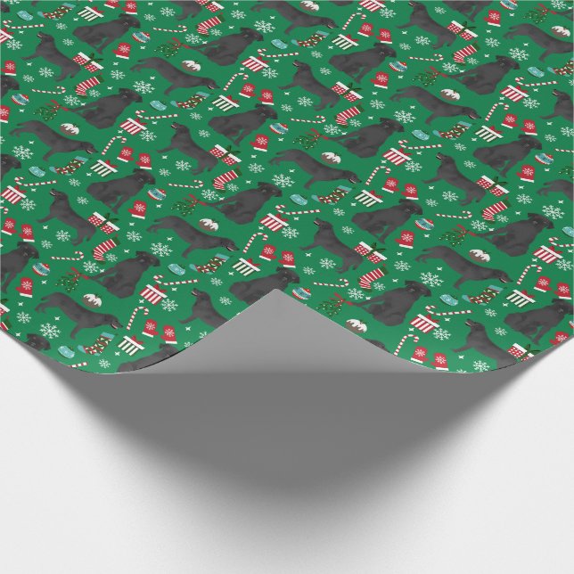 Black Lab Christmas dog Wrapping Paper (Corner)