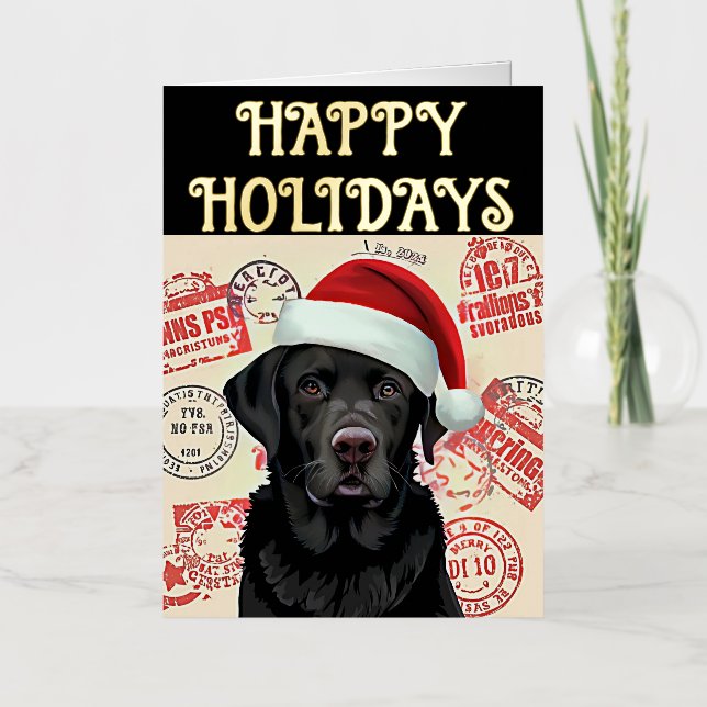 Black lab christmas foil holiday card (Front)
