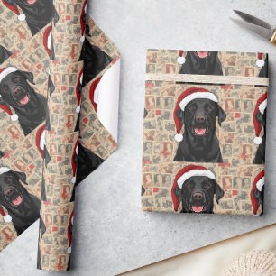 Black lab christmas gift wrap