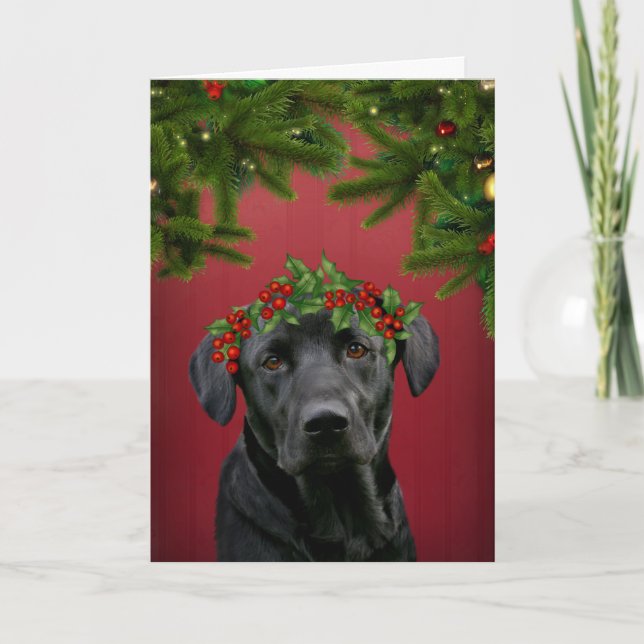 Black Lab Christmas Holiday Card (Front)